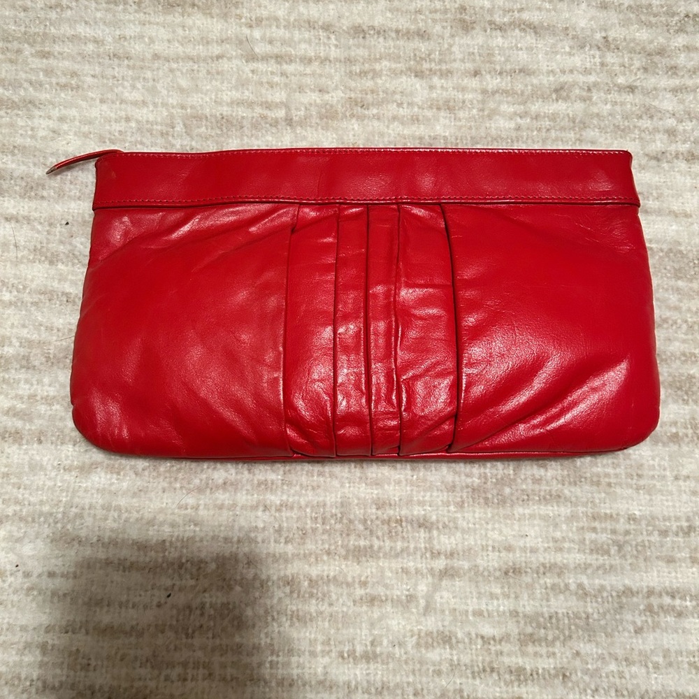 Red Leather Clutch Bag